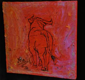 Peinture intitulée "toro de dos" par Nora Reboul, Œuvre d'art originale