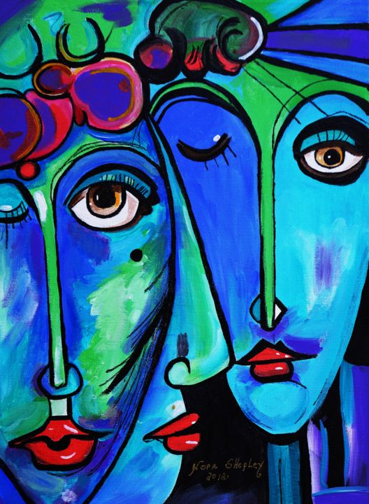 Painting titled "TWINS" by Nora Shepley, Original Artwork, Acrylic