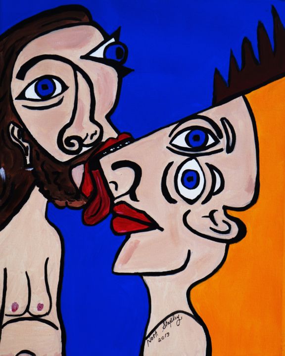 Painting titled "GIVE ME A LITTLE KI…" by Nora Shepley, Original Artwork, Acrylic