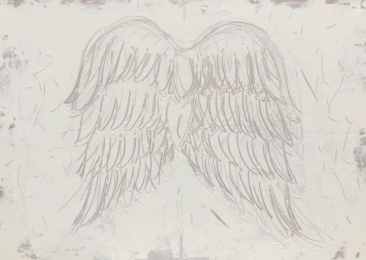Картина под названием "ANGE BLANC" - Norbert Engel, Подлинное произведение искусства, Акрил Установлен на Деревянная рама дл…
