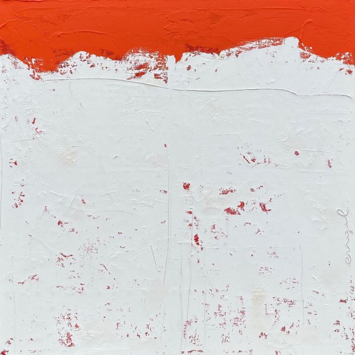 Peinture intitulée "CARRÉ ROUGE & BLANC" par Norbert Engel, Œuvre d'art originale, Acrylique Monté sur Châssis en bois