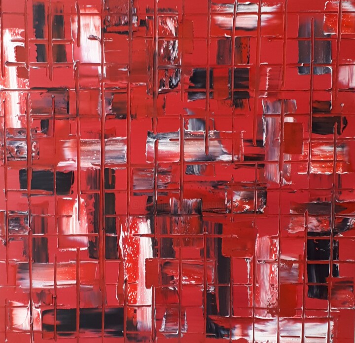 Painting titled "Abstrakt in Rot" by Norbert Haß, Original Artwork, Oil