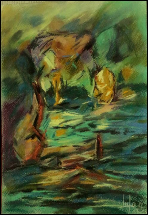 Peinture intitulée "l-ombre-lentement.j…" par Norbert Lafon, Œuvre d'art originale, Pastel