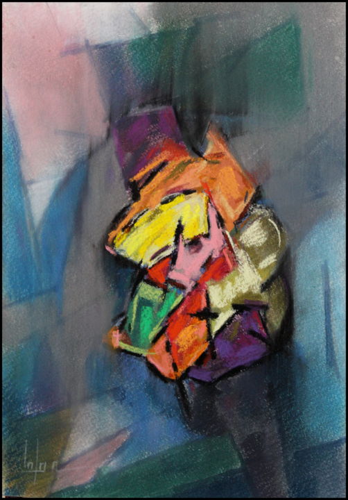 Pintura intitulada "baril-de-poudre-de-…" por Norbert Lafon, Obras de arte originais, Pastel