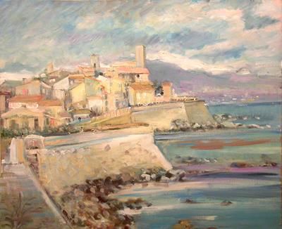 Painting titled "Antibes les remparts" by Norbert Delor, Original Artwork