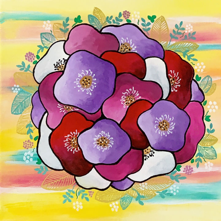 Malerei mit dem Titel "Sweet anemone" von Norderneye, Original-Kunstwerk, Acryl