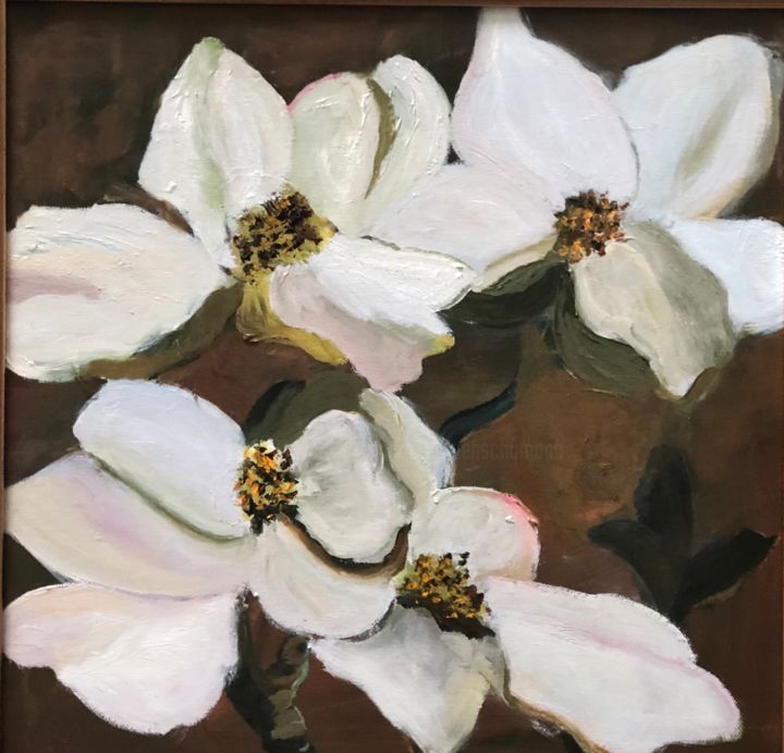 Painting titled "My Magnolias" by Noreen Schumann, Original Artwork, Oil