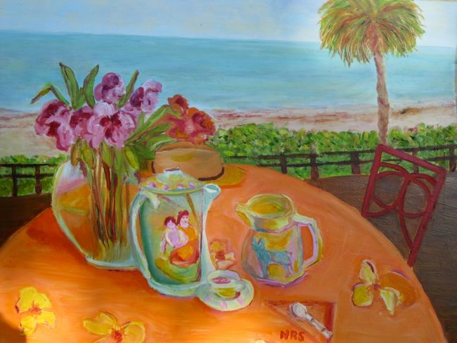 Painting titled "Gauguin on the Gulf" by Noreen Schumann, Original Artwork, Oil