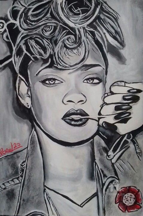 Peinture intitulée "Rihanna" par Norel, Œuvre d'art originale, Acrylique