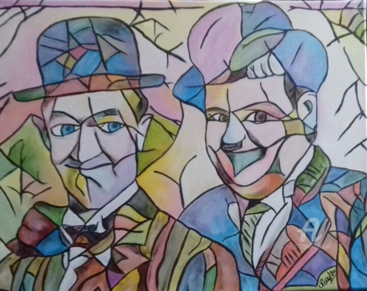 Peinture intitulée "Laurel et Hardy" par Norel, Œuvre d'art originale, Acrylique