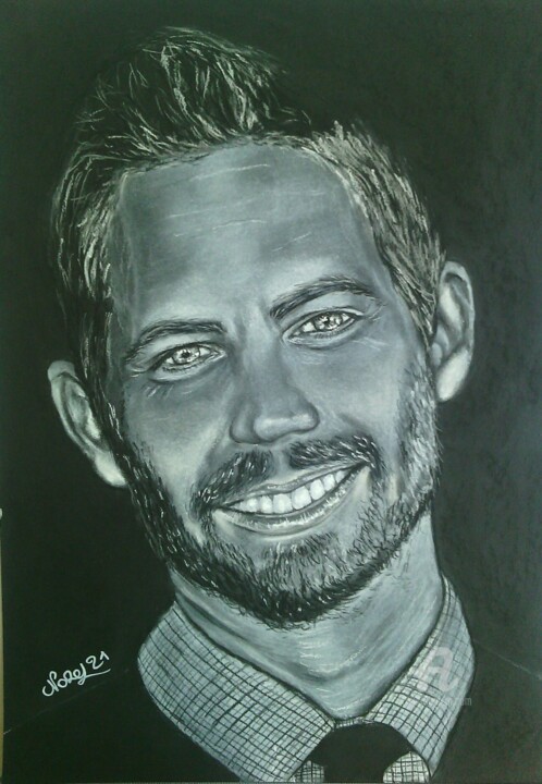 Dessin intitulée "Paul Walker" par Norel, Œuvre d'art originale, Pastel