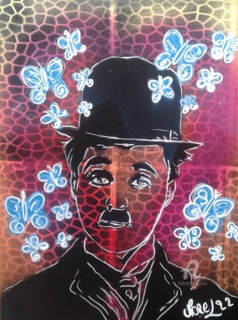 Peinture intitulée "Charlot" par Norel, Œuvre d'art originale, Pochoir