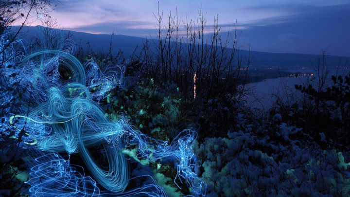 Photographie intitulée "Energies telluriques" par Oussman Noreni, Œuvre d'art originale, Light Painting