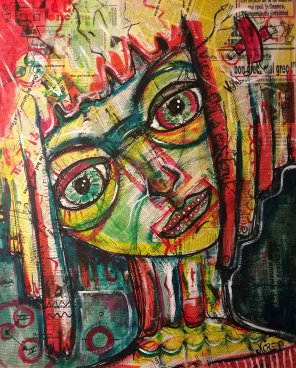 Peinture intitulée ""Viens, On s'en Fou…" par Norep, Œuvre d'art originale, Acrylique