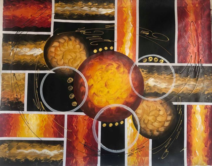 Painting titled "FORMAS CUADRICULADAS" by Ibeth Perez, Original Art, Oil