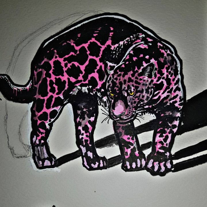 Painting titled "pink panther" by Nori, Original Artwork