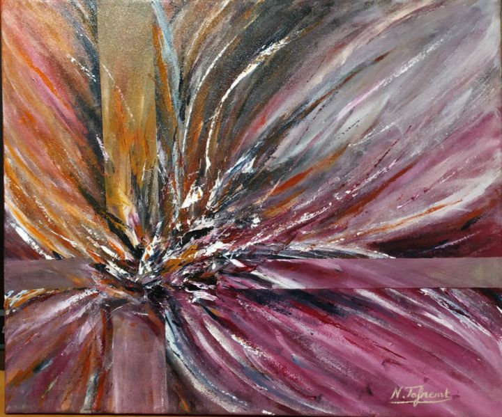 Картина под названием "Flor en abstracto" - Noria Tafrent, Подлинное произведение искусства, Акрил Установлен на Деревянная…
