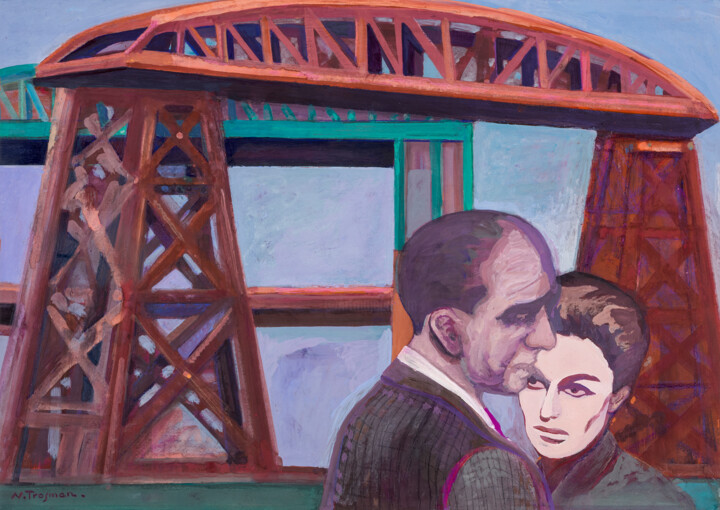 Картина под названием "Série Couples Mythi…" - Norma Trosman, Подлинное произведение искусства, Темпера Установлен на картон
