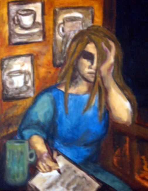 Painting titled "·cafe alto en la ve…" by Norma Ascencio, Original Artwork, Oil