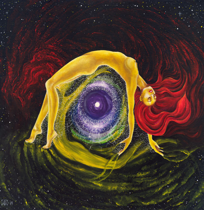 Painting titled "Sun planetary nebula" by Space Scriptor, Original Artwork