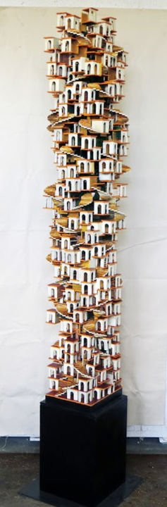 Sculpture titled "piccolissimo-palazzo" by Normand Hamel, Original Artwork, Metals