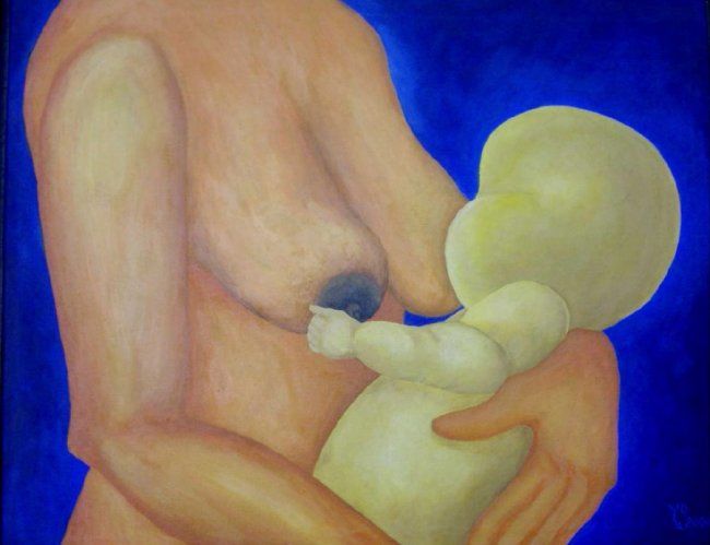 Painting titled "Madre lactante" by Yo, Original Artwork