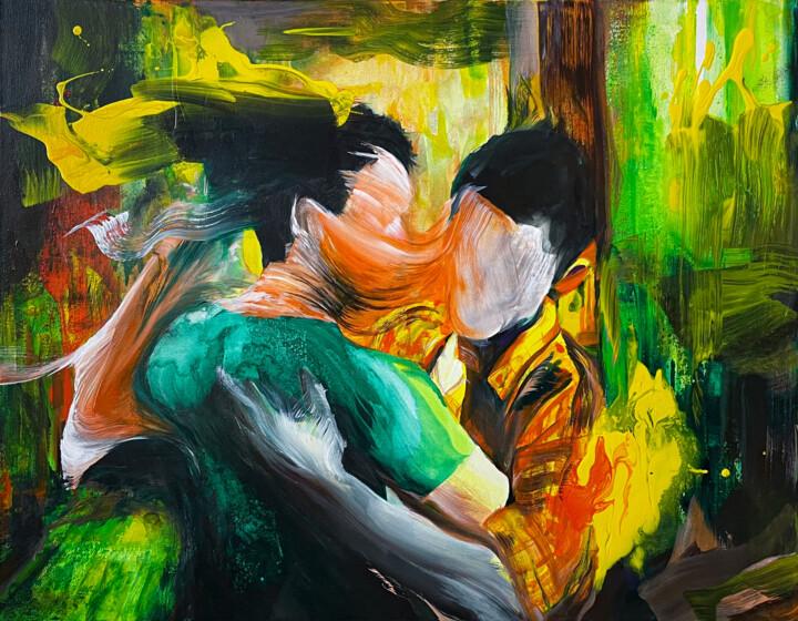 Schilderij getiteld "The Last Dance" door Norris Yim, Origineel Kunstwerk, Acryl Gemonteerd op Frame voor houten brancard
