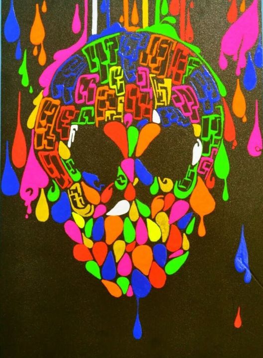 Pintura intitulada "Color skull" por J Norton, Obras de arte originais, Acrílico