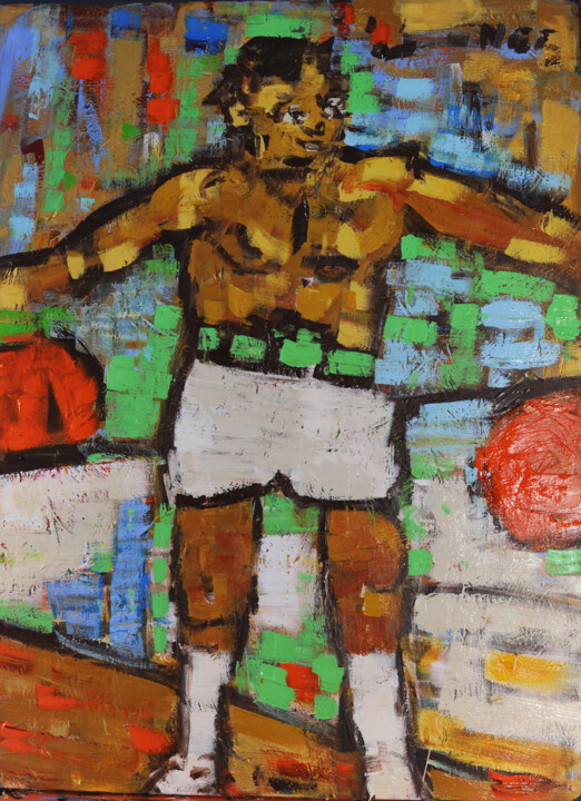 Painting titled "Champion on the day" by Nos.Ph, Original Artwork, Acrylic Mounted on Wood Stretcher frame