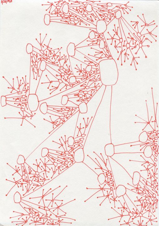 Drawing titled "Synapses" by Not So Random Art, Original Artwork, Ballpoint pen