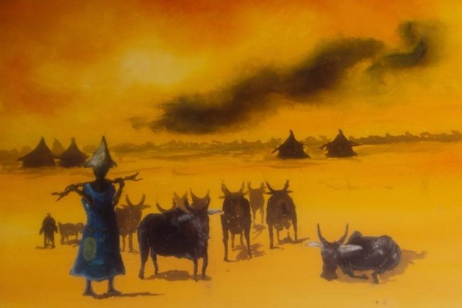 Painting titled "LE BERGER DU SAHEL" by Noufou Kabore, Original Artwork