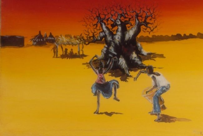 Schilderij getiteld "la danse du sahel" door Noufou Kabore, Origineel Kunstwerk