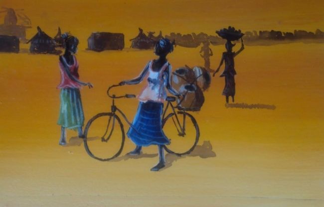 Painting titled "entretien 2" by Noufou Kabore, Original Artwork