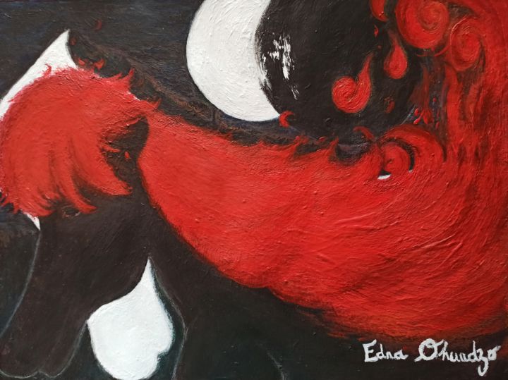 Painting titled "Feu ! (Rouge, toujo…" by Edna Ohuudzo, Original Artwork, Acrylic