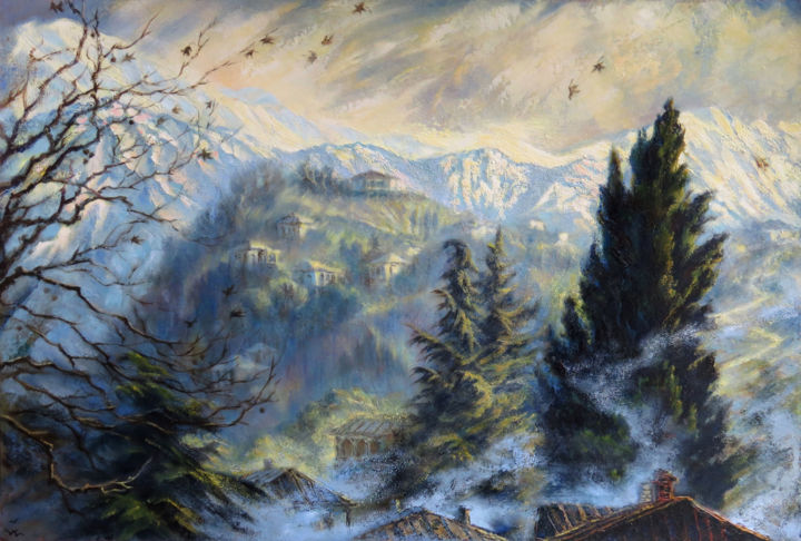 Malerei mit dem Titel "souffle d'hiver" von Marina Ait Si Mamar, Original-Kunstwerk, Öl