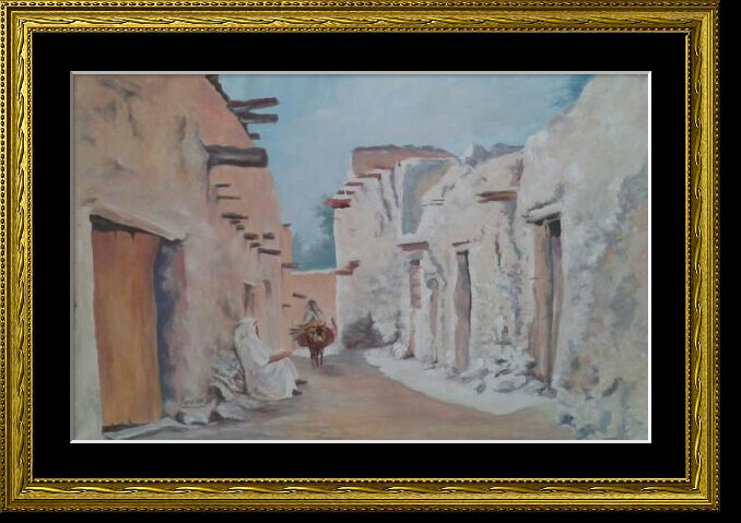 Peinture intitulée "Biskra...Ruelle" par Noureddine Krour, Œuvre d'art originale