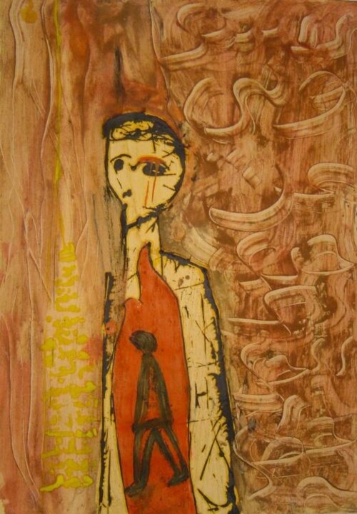 Painting titled "Etranger dans son p…" by Nouredine Saidi, Original Artwork