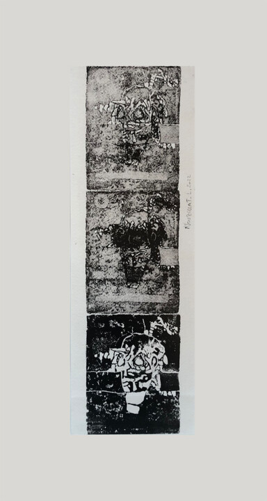 Incisioni, stampe intitolato "en têtes 2" da Laurence Nouzillat, Opera d'arte originale, incisione Montato su Altro pannello…