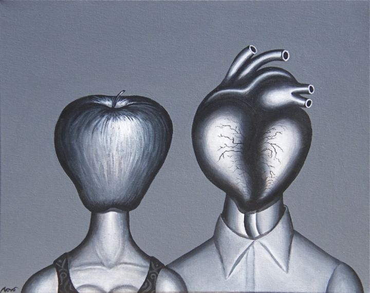 Schilderij getiteld "Odd Couple" door Marcelo Novo, Origineel Kunstwerk