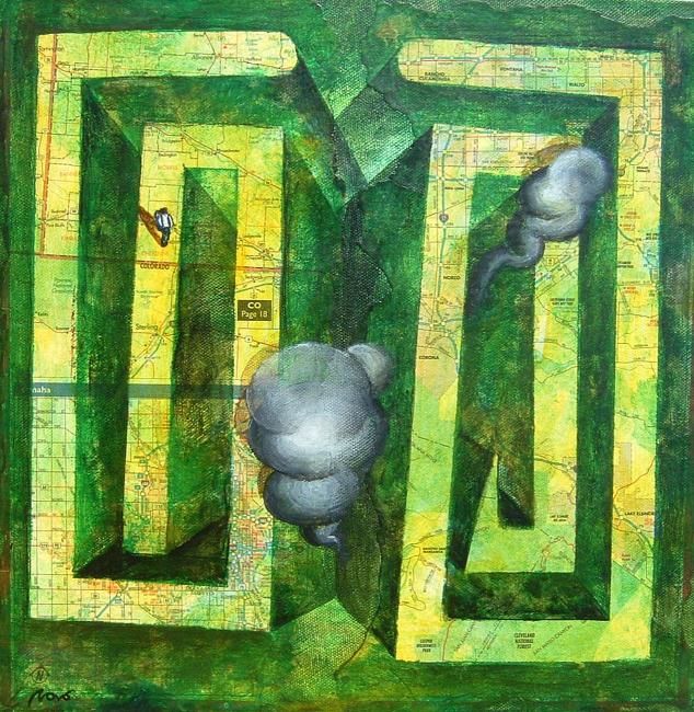 Schilderij getiteld "MAN IN LABYRINTH" door Marcelo Novo, Origineel Kunstwerk, Acryl