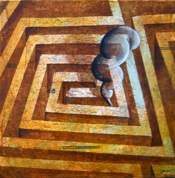 Painting titled "LABYRINTH 3050" by Marcelo Novo, Original Artwork