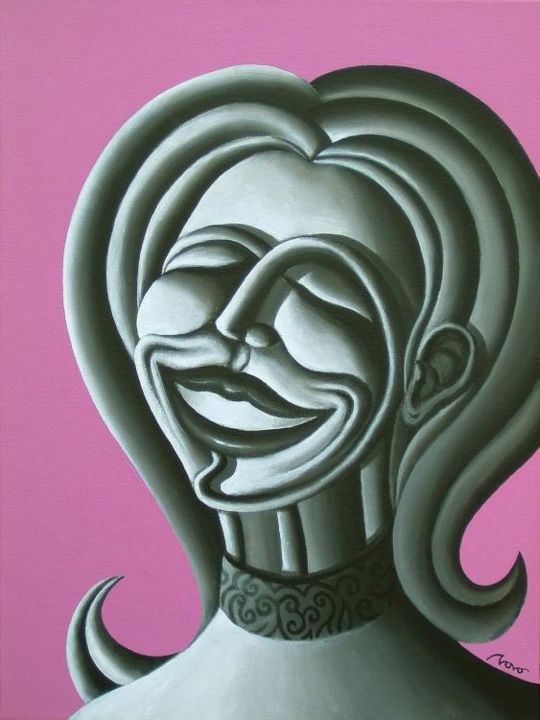 Painting titled "HAPPY WITH BOTOX" by Marcelo Novo, Original Artwork, Oil