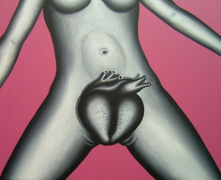 Schilderij getiteld "INTIMATE HEART" door Marcelo Novo, Origineel Kunstwerk, Olie
