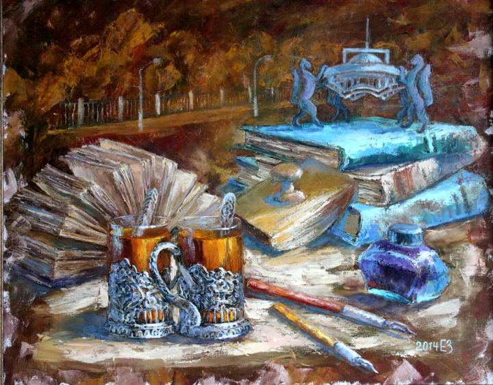 Painting titled "Remembering the past" by Tatyana Zorina, Original Artwork, Oil