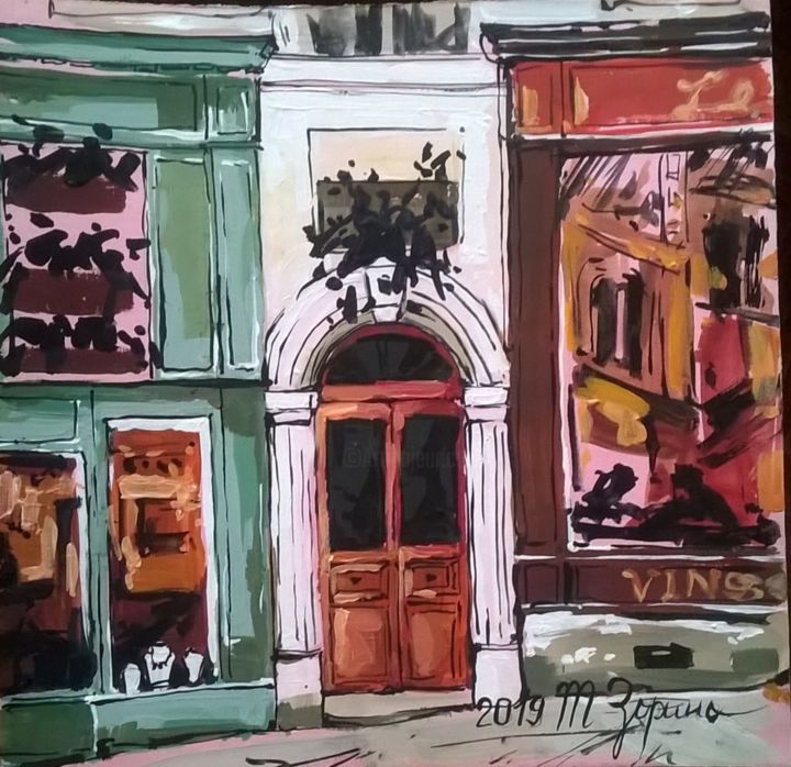 Painting titled "Parisian cafe" by Tatyana Zorina, Original Artwork, Acrylic