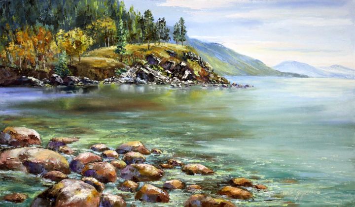 Painting titled "Rocky shores. Elena…" by Tatyana Zorina, Original Artwork, Oil