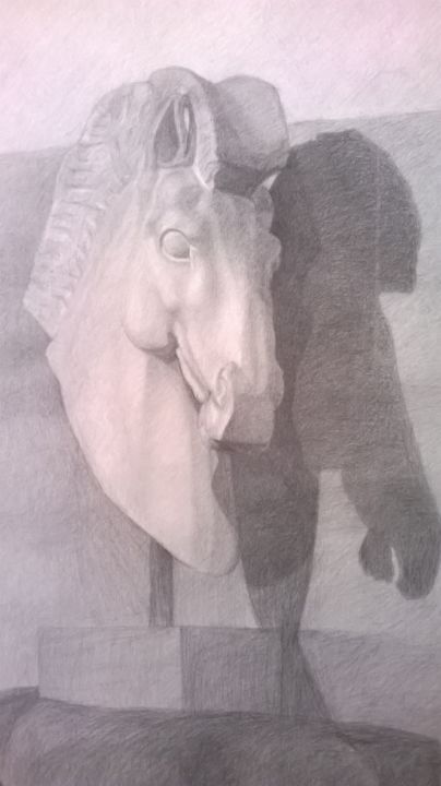 Dessin intitulée "Άλογο" par Anna Kuriaze, Œuvre d'art originale