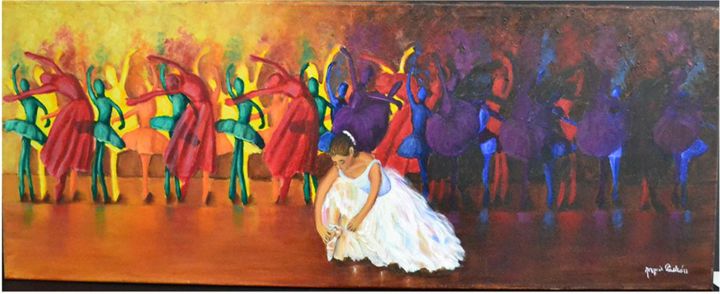 Pintura titulada "Bailarinas con dest…" por Norquis Eneida Pastran Hernandez, Obra de arte original, Oleo