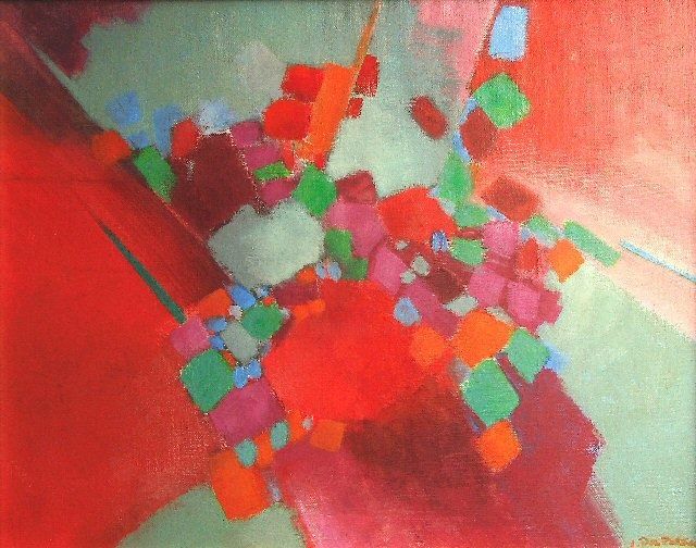 Bagatelle - Painting, 40x50 cm ©2011 by Noelle Poupardin -
Abstract Art, Tableau abstrait suggérant une ambiance florale