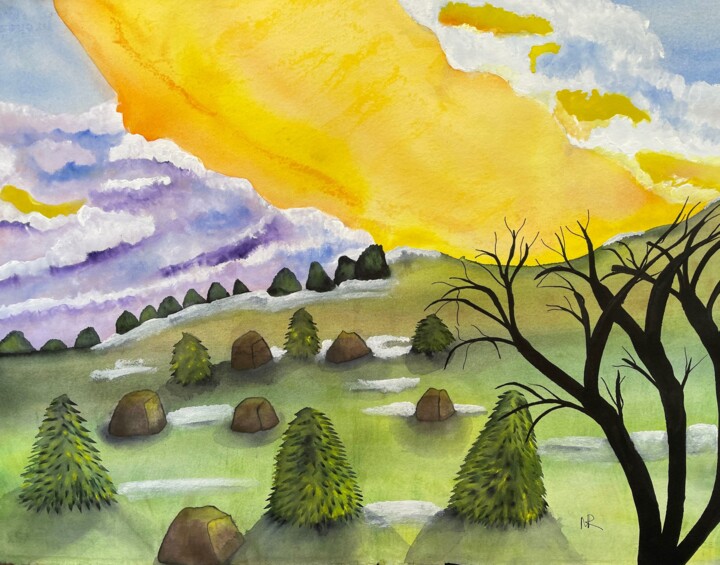 绘画 标题为“Sunrise After Chris…” 由Nancy Riedell, 原创艺术品, 水彩